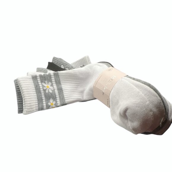 NEW P.J. Salvage - 8 Pairs, Live Life Cozy Cushion Crew Socks - Flower/Stripes - Picture 2 of 8